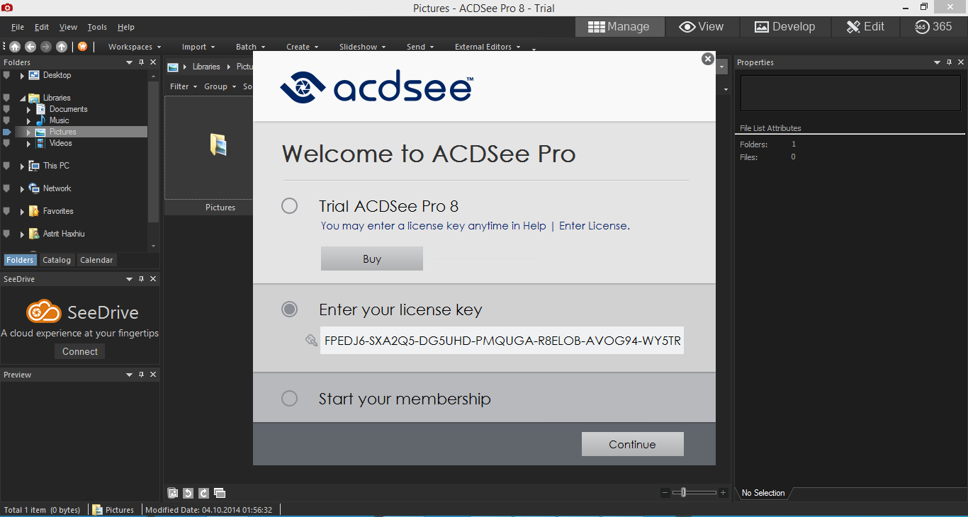 acdsee 16 license key only